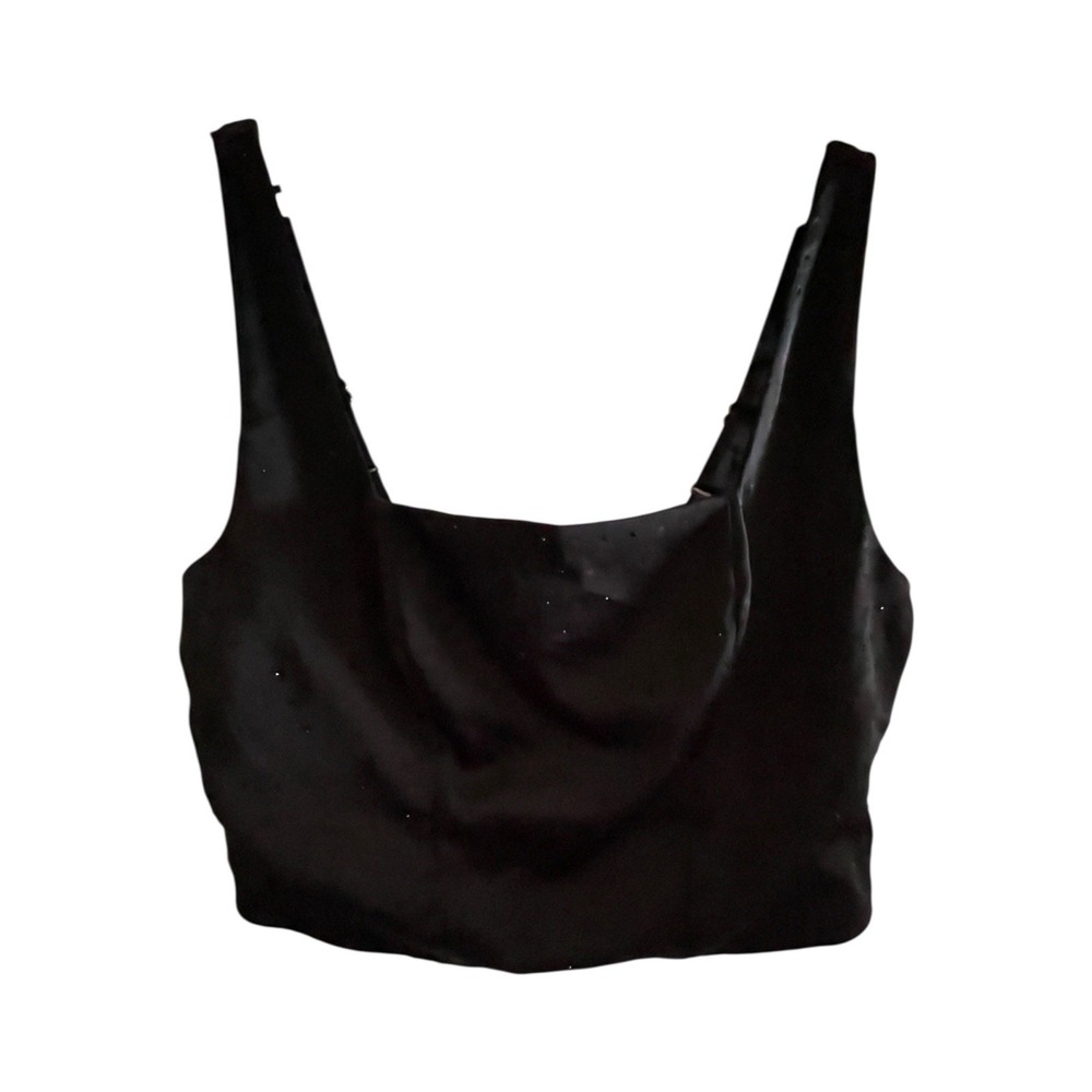 Wild Fable Tank Top Women's Large Black Lined Corset -Front Smocked- Rhinestones